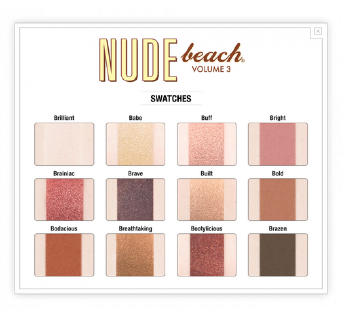 theBalm Palettes Nude Beach Volume 3 Eyeshadow Palette Палетка теней для век